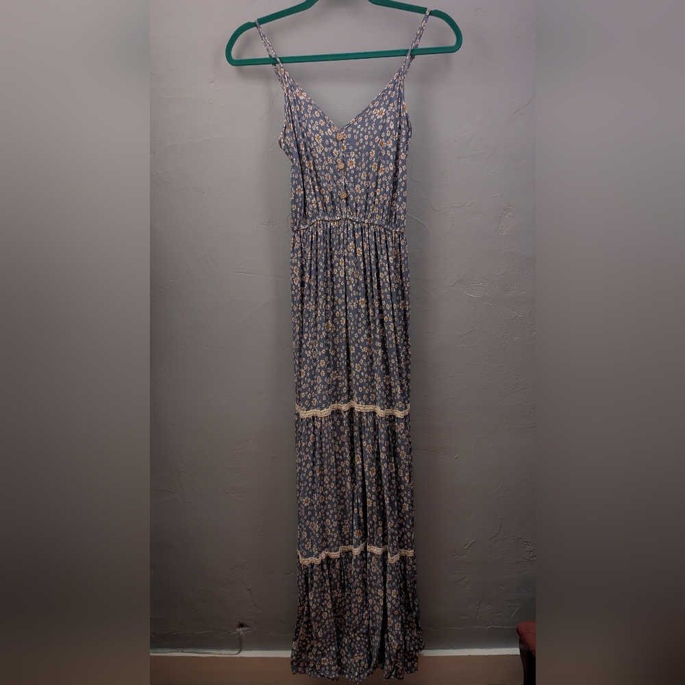 Vintage Prairie Girl Yuna Daisy Boho Floral Ditsy Maxi Dress